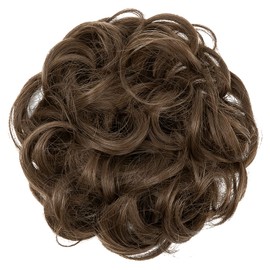 JJstar Hairpiece with Elastic Band, Large Bun Hairpiece, Curly Hair Scrunchie with Hair Updo Hair Extensions, Messy Bun Hairpieces for Women, Girls, Ponytail (Medium Ash Brown)