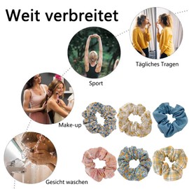 6 Stile Scrunchies, Blumenmuster Haargummi Damen, Elastische Haargummis Bobbles, Pferdeschwanz Haarschmuck für Mädchen Damen Frauen, Vintage Floral Haargummis (pink 2)