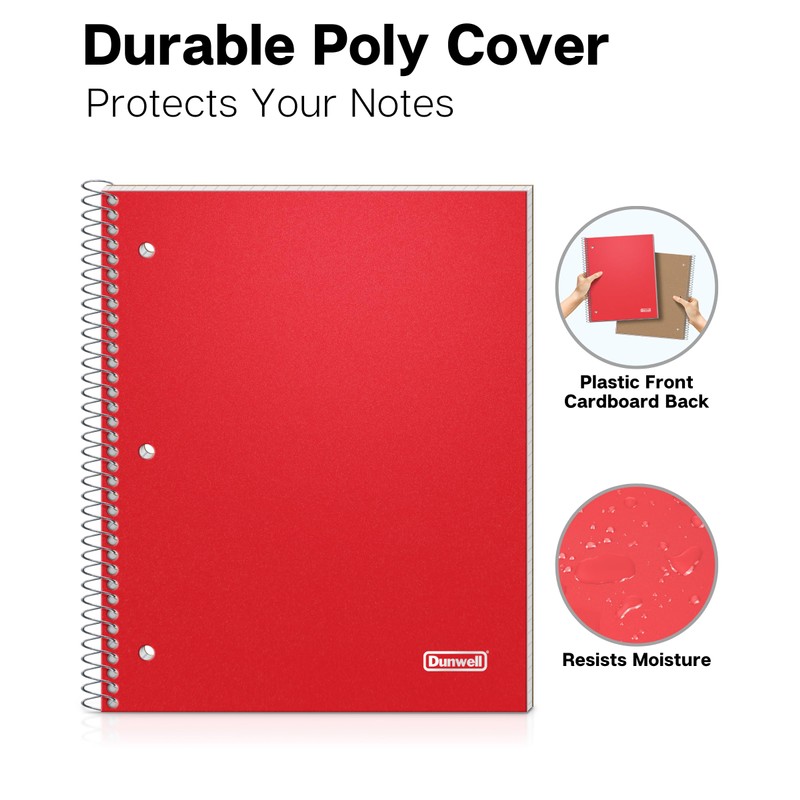 Dunwell Graph Ruled Notebook 4x4 (Red) Plastic Cover, 100 Sheets,