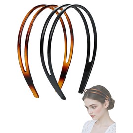 Haarreif Breit Haarband Stirnband 2 Stück Haarschmuck für Damen Mädchen Hartplastik Stirnband Zweireihig Stirnbänder mit Zähnen Hochwertige Haarreif für Frauen