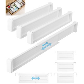 Cexovo Drawer Organiser, Pack of 8, Adjustable Drawer Dividers, Expandable Drawers Dividers, Drawers Organiser for Kitchen, Office, Chest of Drawers, Wardrobe Organiser, 32-56 cm