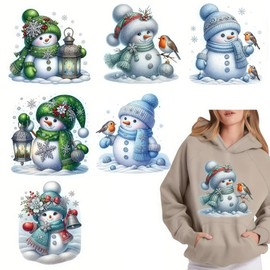 6pcs Christmas Snowman Reindeer Snowflake Iron On Transfers for T-Shirts Rub on Transfers Stickers Vinyl Ready to Press Stickers Iron on Decals for T-Shirts Clothing Hoodie DIY Crafts 8734653786104