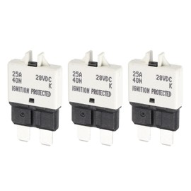 DMiotech 3 Pack 28V DC 25A White ATC/ATO Manual Mini Resettable Fuse for Automotive Circuit Breaker Reset Fuses Low Profile Blade Fuses for Car Truck SUV Marine Boat Motorcycle