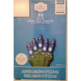 Holiday Time 3 Box Holiday Time 50 Ct Mini Blue LED String Light 11ft Green Cord Christmas