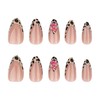 Press On Nails with Nail Glue, 3D Flower Leopard Print