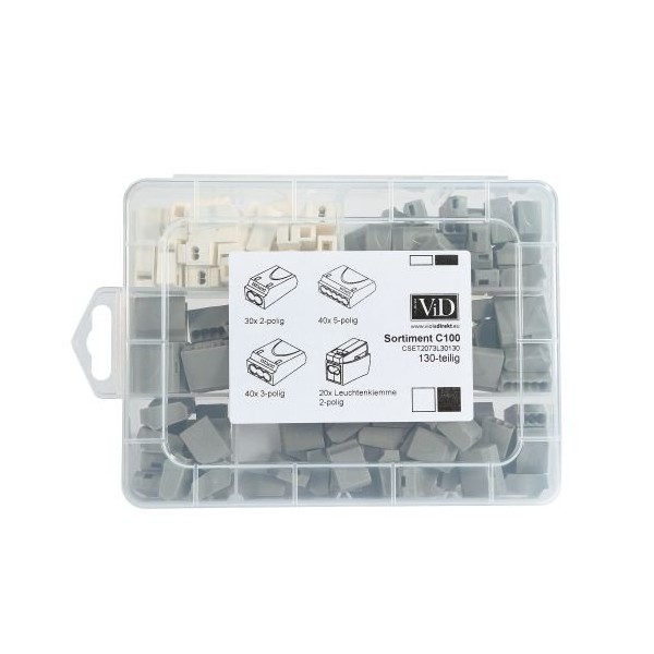 ViD® Plug-in terminal assortment box, 130 pieces, plug-in terminals and