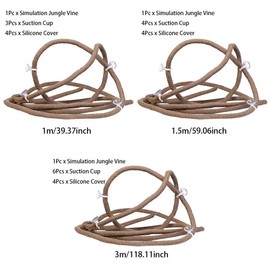 Small Animal Bend-A-Branch Jungle Vine Pet Habitat Decor with Suction Cups, Jungle Vines Flexible Pet Habitat Decor,Jungle Reptile Climber Long Vines for Lizard, Snakes and More Reptiles Climbing