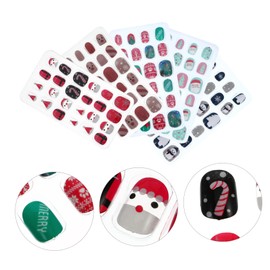 Beavorty 120pcs Xmas Fake Nails for Boy Girl Adorable Press Full Cover Nail Decorations Easy to Apply for Christmas Art Stylish Boy Girl Decor Random Style