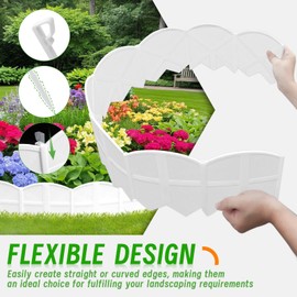 30Ft Landscape Edging Garden Edging Border Lawn Edging 30Pcs Landscape Edging Border with 30Pcs Stakes Kits White Edging for Landscaping Decorative Garden, Flower Bed, Yard and Lawn