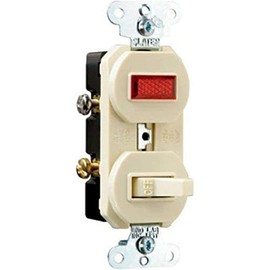 Legrand Pass & Seymour 692IGCC6 Combination Switch, One 15 Amp 120V Single Pole Toggle Switch and One Pilot Light, Grounding, Ivory (1 Count)