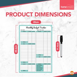 SOL A4 Magnetic Monthly Budget Tracker 2pk and 2pk Pens Monthly Budget Planner for Fridge Monthly Budget Planner UK Expense Tracker Fridge Magnetic Finance Planner Money Budget Planner Magnetic Fridge
