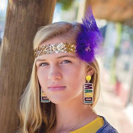 Mardi Gras Earrings Rhinestone MARDI GRAS Letter Beaded Drop Dangling Earrings Sparkly Holiday Jewelry for Women Gift