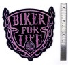 Lady Biker - Pink Biker For Life Iron On Embroidered