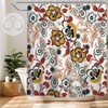 ORTIGIA Floral Boho Shower Curtain- 72x72 Inch Fabric Bath Curtain