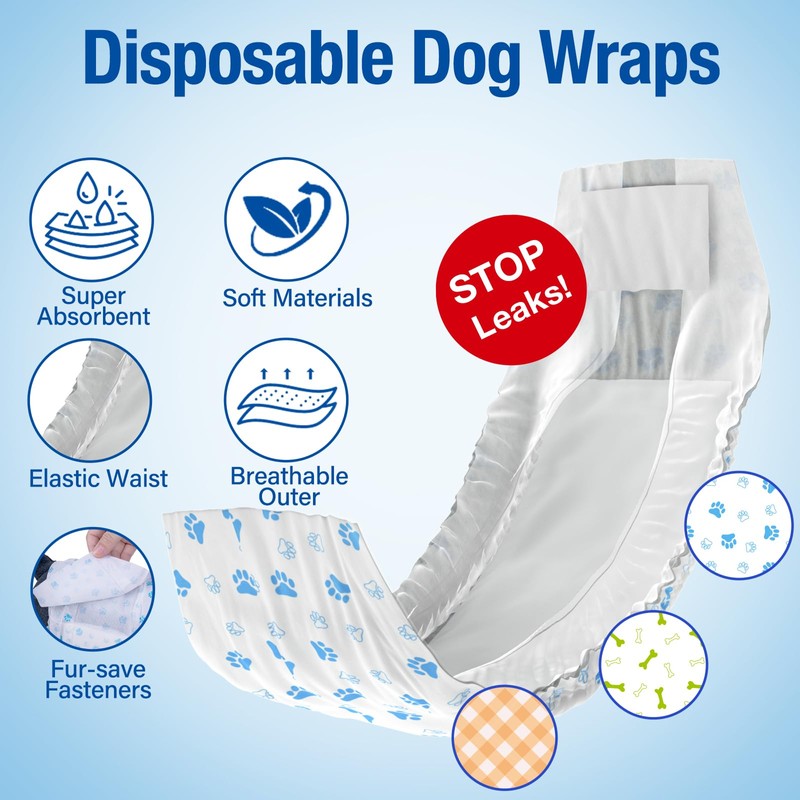 Pet Soft Disposable Male Dog Wraps - Dog Diapers for