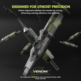 EZ Tattoo Venom Needles Set - 50 Pieces #12 Mixed (3RS 5RS 7RS 9RS 11RS) Standard Round Shader Tattoo Needles for Tattoo Machine