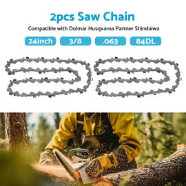 2PCS 24" 3/8 063 84DL Chainsaw Chains Replacement Suitable for Baumr-AG SX82 SX92 Husqvarna