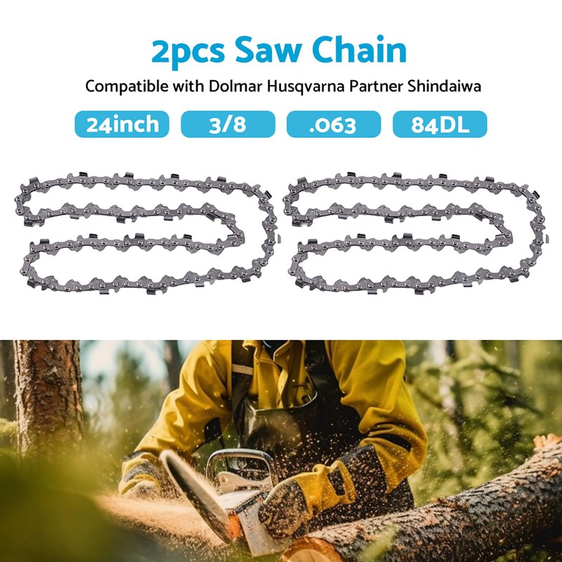 2PCS 24" 3/8 063 84DL Chainsaw Chains Replacement Suitable for