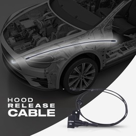 KarParts360 For Ford F-150/Lobo 2004 05 06 07 2008 Hood Release Cable | Black | Plastic/Metal | With Handle | Replacement For 4L3Z16916AAA