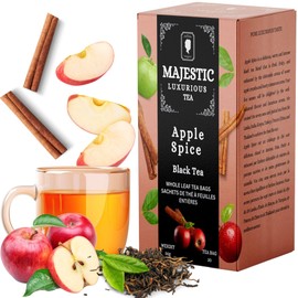 Majestic Tea_ APPLE SPICE | Black Tea | Natural ingredients| Non-GMO | Eco- Conscious Tea Bags | Individually Wrapped Pyramid Tea bags 20 Count.