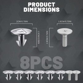 HEVLE Lower Engine Cover Bolt Pin Screws, 6PCS Splash Shield Hardware Bolts 90674-TY2-A01 and 2PCS Engine Lower Cover Pin Screws 90105-TBA-A00 Compatible with Honda Accord Civic CR-V Acura (8PCS)