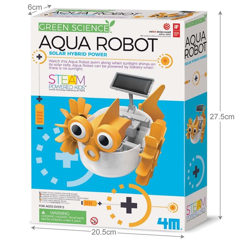 4M 403415 Green Science Aqua Robot-Solar Hybrid Power, Multi
