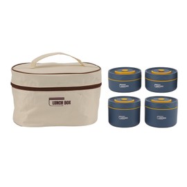 Hapivida Food Thermo, 304 Stainless Steel Double Layer Soup Container Portable Round Shape Insulated Lunch Food Jar Wide Mouth Bento Box with Bag for Work, School, Outdoor Dining(Insulated-4PCS)