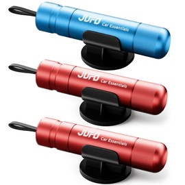 JUFO 3 packs Car Escape Tool with Seat Belt Cutter Quick Emergency Window Breaker Escape Safety Hammer (2Red+Blue)