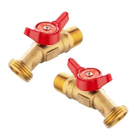 HeSun 2-Pack Outdoor Hose Bibb Faucet/Valve,1/4-Turn Brass Sillcock Garden Spigot,3/4" Male NPT Inlet x 3/4" Male Hose Thread (GHT) Outlet,Red