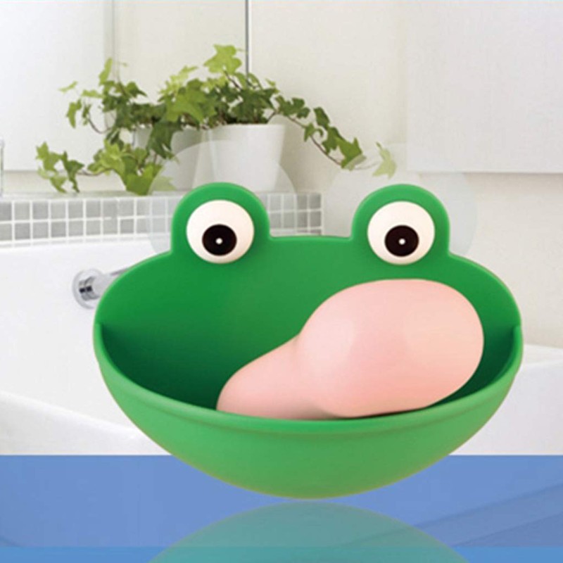 ZIRAN Frog Shaped Soap Dish Holder with Suction Cups Kitchen