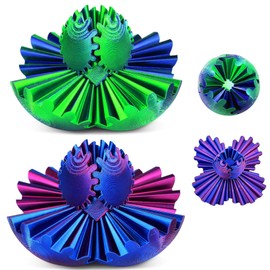 Gear Ball Fidget Toys, 3D Printed Gear Sphere 3D Puzzle Gear Spin Ball Desk Fidget Stress Relief Toy GearSphere Toys Gift for Kids & Adults (Green+Purple)