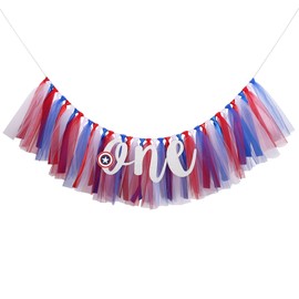 America Highchair Banner for Baby - Party Theme Pull Flag, High Chair Fabric Garland, 1st First Birthday Banner, Photo Props, Handmade…