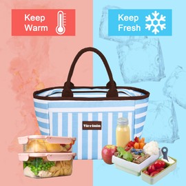 Kato Tirrinia Lunch Bags for Women Men, Insulated Lunch Tote Bag for Girls, Lunch Box for Adults & Children, Large Cooling Lunch Bag for Work/School/Picnic - Blue
