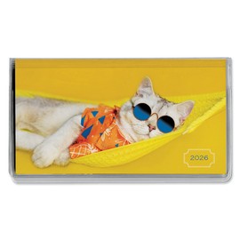 2026 CATtitudes Cat Planner Pocket Calendar & Memo Pad, 3.5-Inch x 6.5-Inch Size Closed, Bookstore-Quality Monthly Floral Purse Calendars With 30 Note Pages for Kitchen & Office