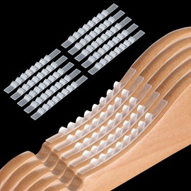 200Pcs Non Slip Rubber Grippers for Wood Hangers, Clear Self Adhesive Hanger Strips Clothes Hanging Accessories with Fins Grippers Strips for Wood Plastic Hangers Closet 2.8 x 0.2 Inch