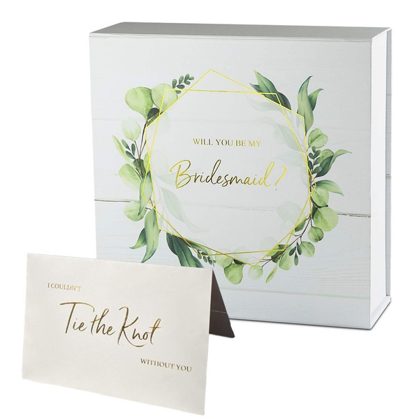 Bridesmaid Proposal Box - Gold Foil Stamped 'Will you be my Bridesmaid' Box Set of 4 Boxes & Cards I Bridesmaid Boxes I Boxes for Bridesmaid Proposal I Luxury Gift Boxes for Bridesmaids Proposal Gifts