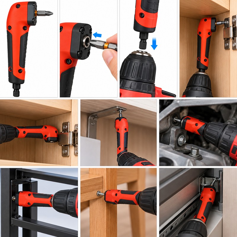 90 Degree Right Angle Drill Bit Adapter, Quick-Change Screwdriver Bit