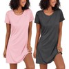 Ekouaer 2 Pack Nightgowns for Women Sleapwear Short Sleeve Night