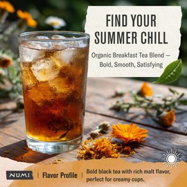 Numi Organic Breakfast Blend Tea, Loose Leaf Black Tea, 16 oz Bulk Pouch, Organic Loose Leaf Tea Brews 200 Cups, Full-Bodied Breakfast Blend, Strong Bold Black Tea for Morning Energy