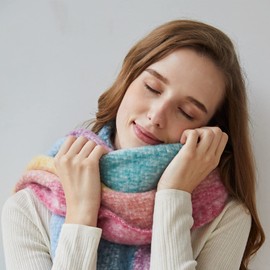 DiaryLook Plaid Warm Blanket Scarf for Winter, Long Ladies Scarves Check Soft, Wool Tartan Shawl Wraps for Women