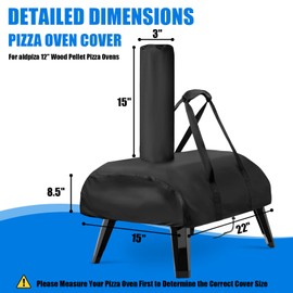 Hengme Pizza Oven Cover for Big Horn and for Aidpiza 12'' Wood Pellet Pizza Oven,Heavy Duty Outdoor Gas Pizza Grill Cover Accessories Waterproof Portable Carry Big Horn Pizza Ovens Cover