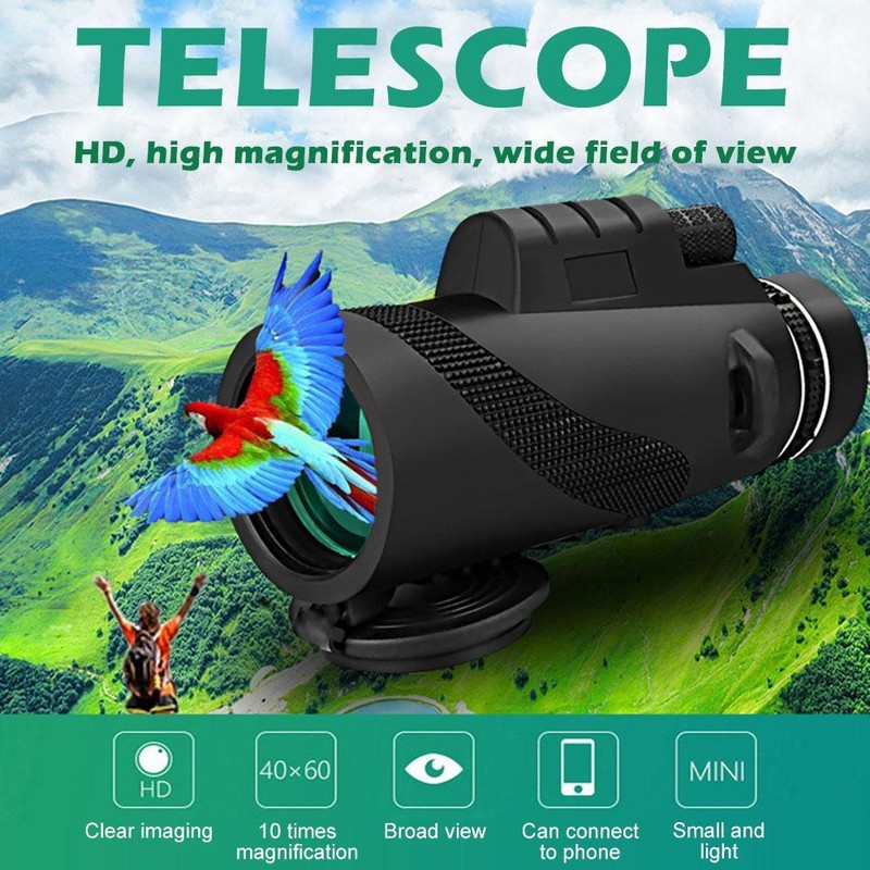 Monocular Telescope 40X60 High Power HD Monocular Telescope with Smartphone