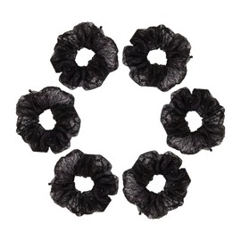 Enchanting Lace Oversized Hair Scrunchies - Pure Beauty with Crystal & Pearls for Women's Romantic Hairstyles - hair ties no damage - Cicimeiluody (6, Black, Silm)