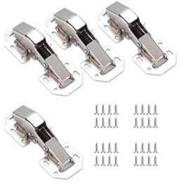 Soft Close Damping Frameless Cabinet Hidden Hinges: Mute Hydraulic System, Easy to Install - Buffered Mute 4 Pack for Bedroom Wardrobe Doors