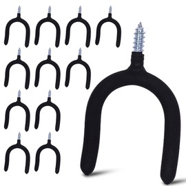 Lian.Ripple.Lian 12 Pack Garage Storage System Steel U Hooks with Anti-Slip Coating Home Improvement and Organization Screw in Hooks Easy Wall Mounting Heavy Duty Bike and Ladder (Black, 12 Pack)