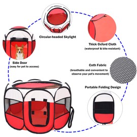 Mile High Life | Foldable Dog Playpen | Portable Dog Crate w Removable Shade Cover | Dog Kennel Indoor/Outdoor w Carry Case | Pen Tent for Dog/Cat/Rabbit(Red, Large (45"x45"x23"))