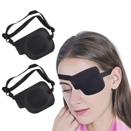 2PCS Soft Adjustable 3D Eye Patch Eye Patches for Adults for Lazy Eye or After Eye Surgery (Black)
