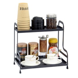 Jofuas 2-Tier Metal Organizer Shelf for Bathroom & Kitchen - Heavy Duty Countertop Storage, Under Sink Cosmetic & Spice Organizer with Non-Slip Base, Easy Assembly