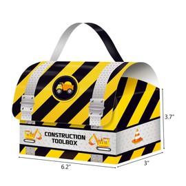 CIEOVO - Paquete de 24 cajas de regalo para fiestas de construcción, para camiones de construcción, cajas de regalo con asas para decoración de fiestas temáticas de construcción, suministros para