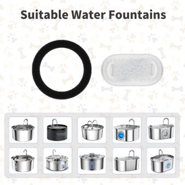 Vekonn Cat Fountain Replacement Filter for 3.2L Stainless Steel Cat Water Fountain (8+8)